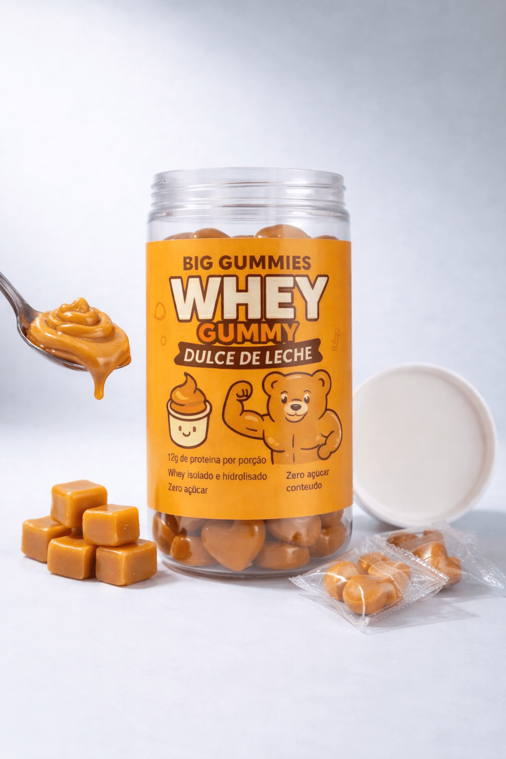 BIG GUMMY WHEY DOCE DE LEITE 120 GOMAS 4 GOMAS POR DOSE 1 POTE - BIG GUMMIES